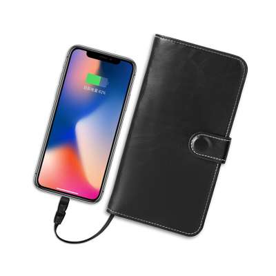 2020 New Design Multi Function 6000Mah Wireless Charging Leather Wallet Power Bank